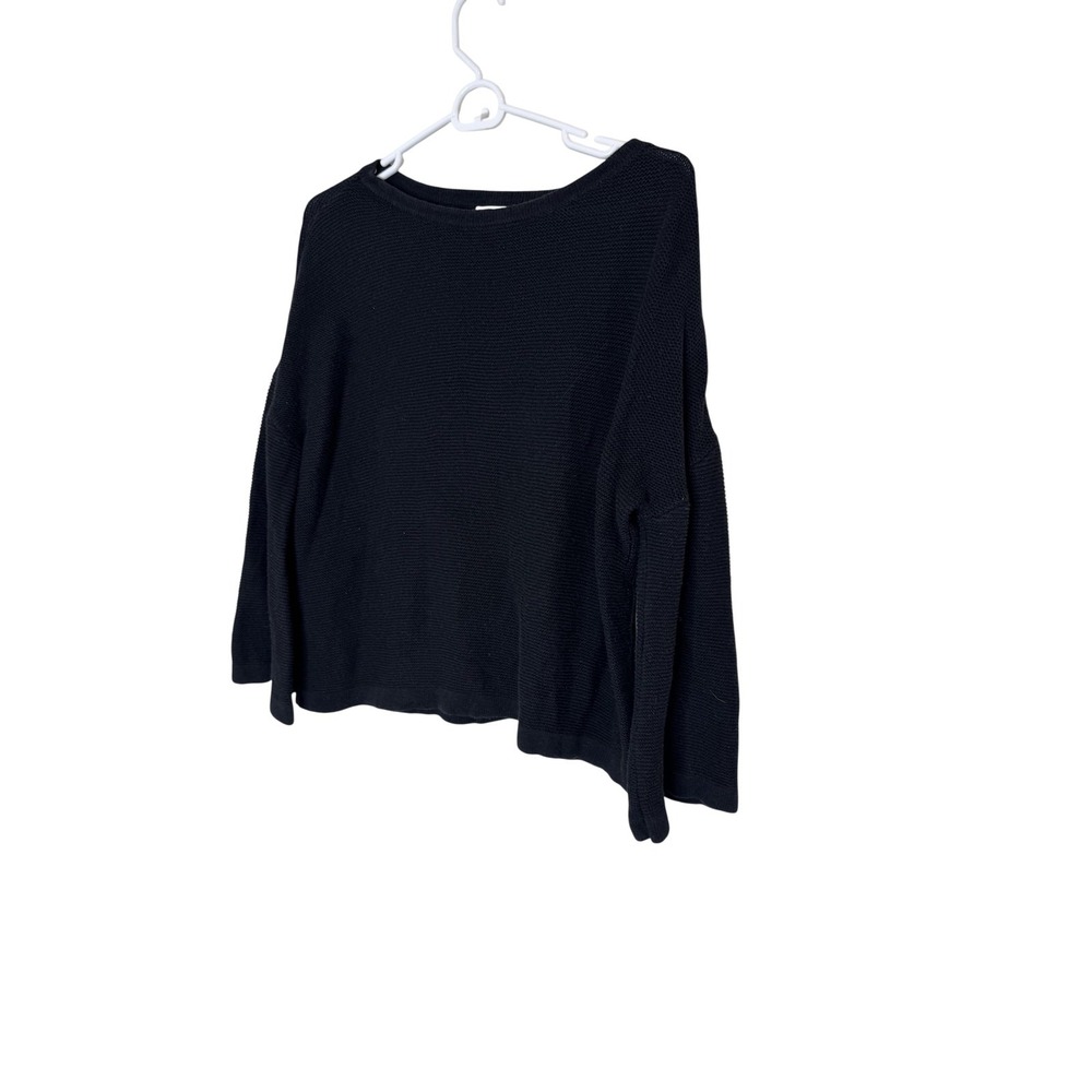Sancia Sweater Womens Medium Black Boat‎ Neck Long Sleeve Boxy Pullover Knit